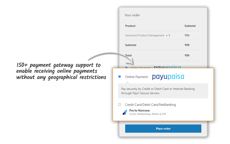 Sell courses globally with multiple payment gateways
