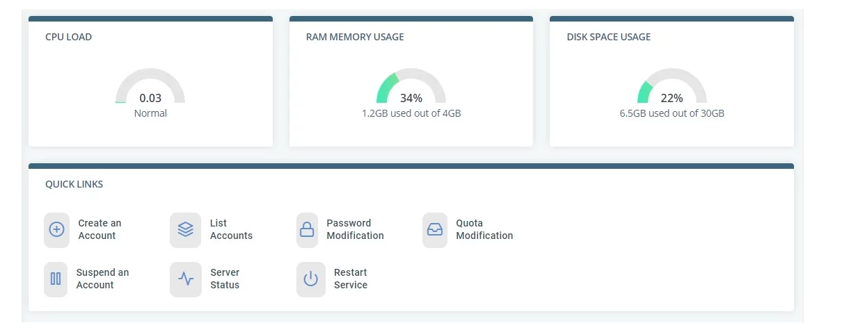 SPanel Control Panel, SPanel Admin Interface