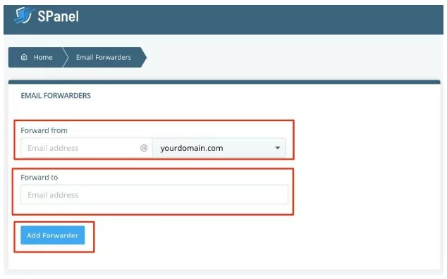 How to Set Up a Business Email in VPS?, How to Forward Your Messages in Spanel 3