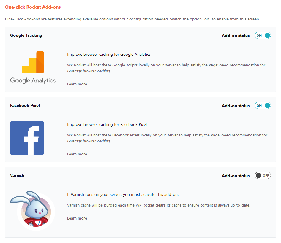WP Rocket Speed Optimization and Best Settings WP Rocket Speed Optimization and Best Settings, Add-ons Tab