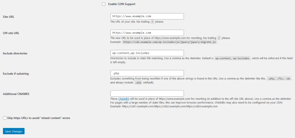 Optimize Website Speed with WP Super Cache, CDN settings