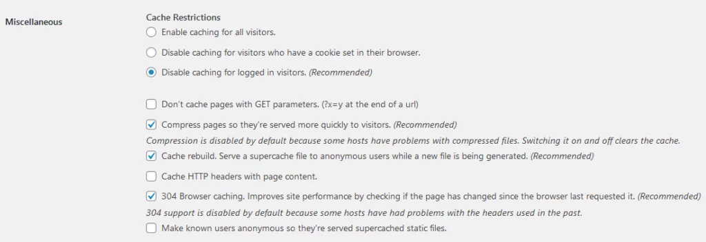 WP Super Cache: Ultimate Guide to Speed Setup and Optimization, Advanced settings 2