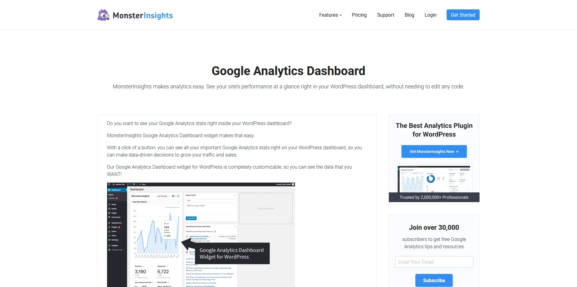 Top WordPress Plugins of 2024, 15. Google Analytics Dashboard by MonsterInsights