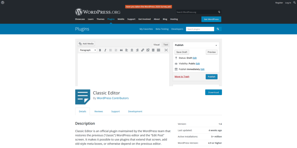 Top WordPress Plugins of 2024, 9. Classic Editor