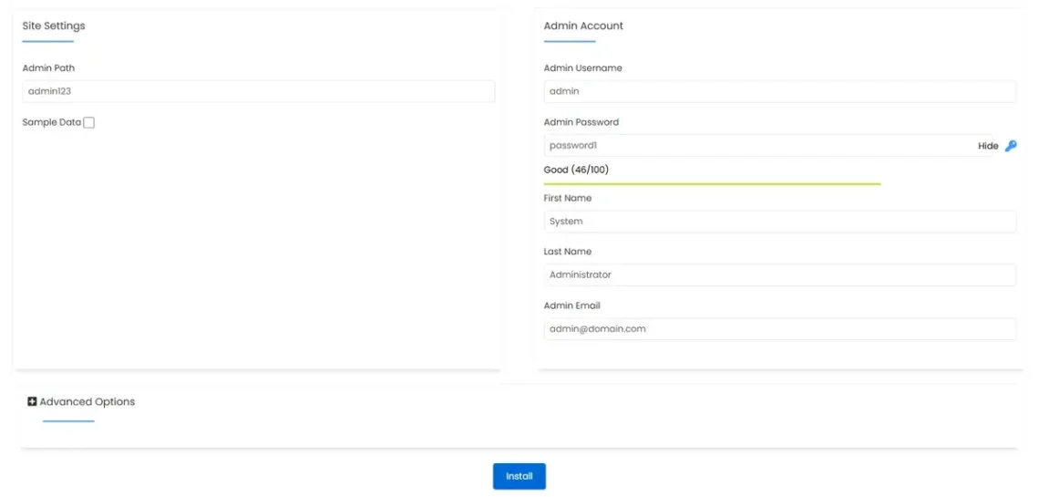 How to Install Magento, 4. Click Install Now and enter the installation&rsquo;s details 2
