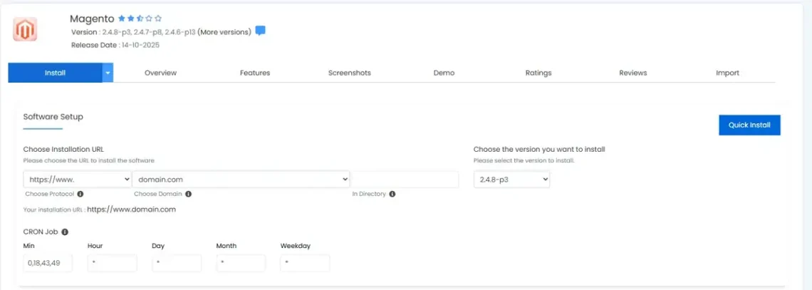 How to Install Magento, 4. Click Install Now and enter the installation&rsquo;s details