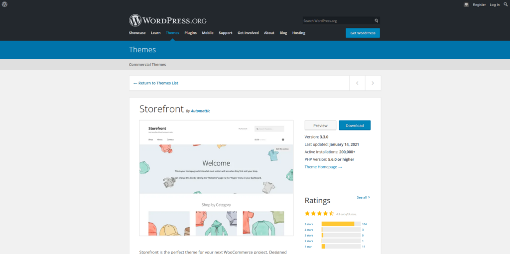 What Are the Top WordPress Themes in 2024?, Storefront