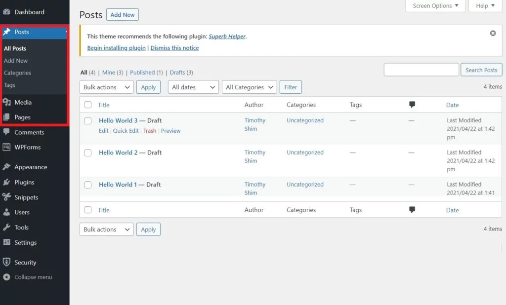 Navigating Your WordPress Dashboard Navigating Your WordPress Dashboard, Content Management