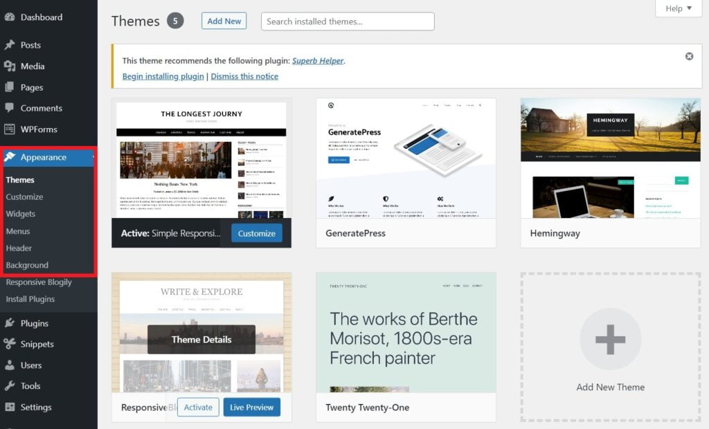 Navigating Your WordPress Dashboard, Design