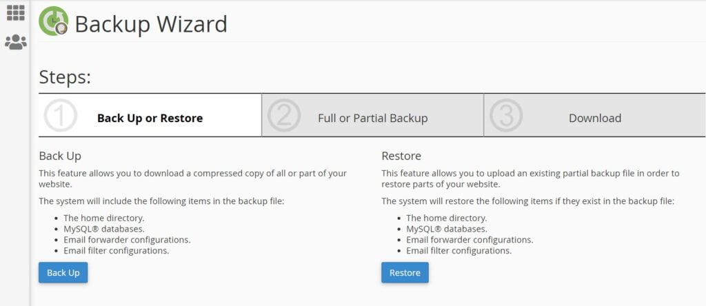 The Importance of Data Backups, Data Backup via cPanel