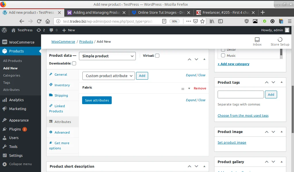 Adding Products to WooCommerce Adding Products to WooCommerce, Creating a Custom Attribute 5