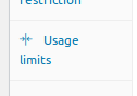 Coupons Coupons, Usage Limits tab