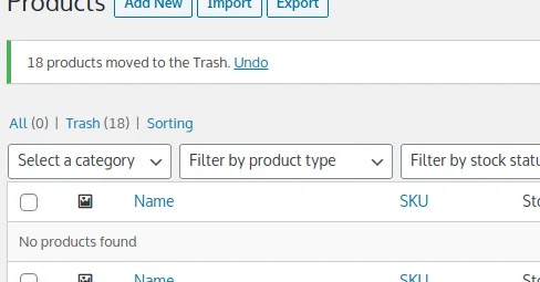 Removing Products From WooCommerce, Removing Product Entries 4