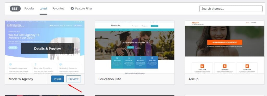 How to Find Out the WordPress Theme of a Website? How to Find Out the WordPress Theme of a Website?, Installing a WordPress Theme via the Dashboard 4