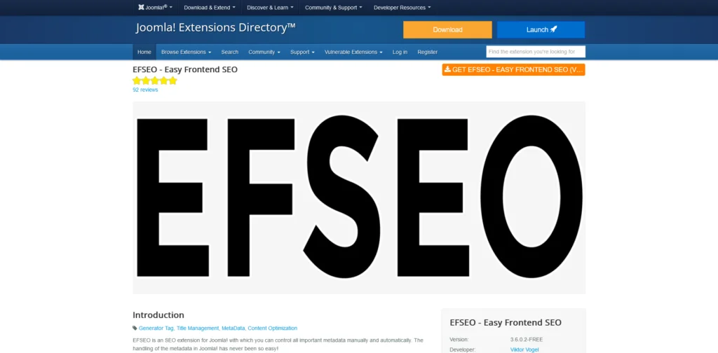 What Are the Best Joomla Extensions or Plugins for SEO?, EFSEO