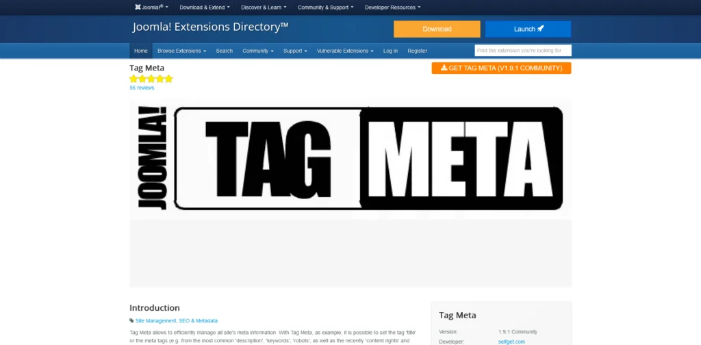 What Are the Best Joomla Extensions or Plugins for SEO?, Tag Meta