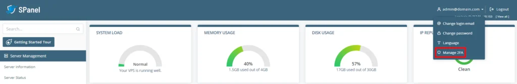 Two-Factor Authentication in SPanel Two-Factor Authentication in SPanel