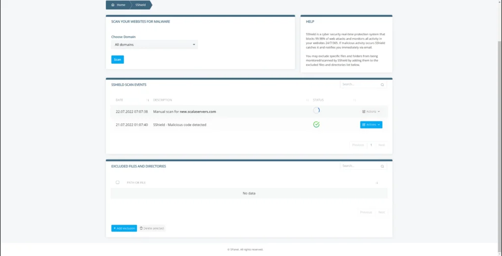 How to Keep Your Website Secure with SShield (Now in SPanel), SShield Dashboard