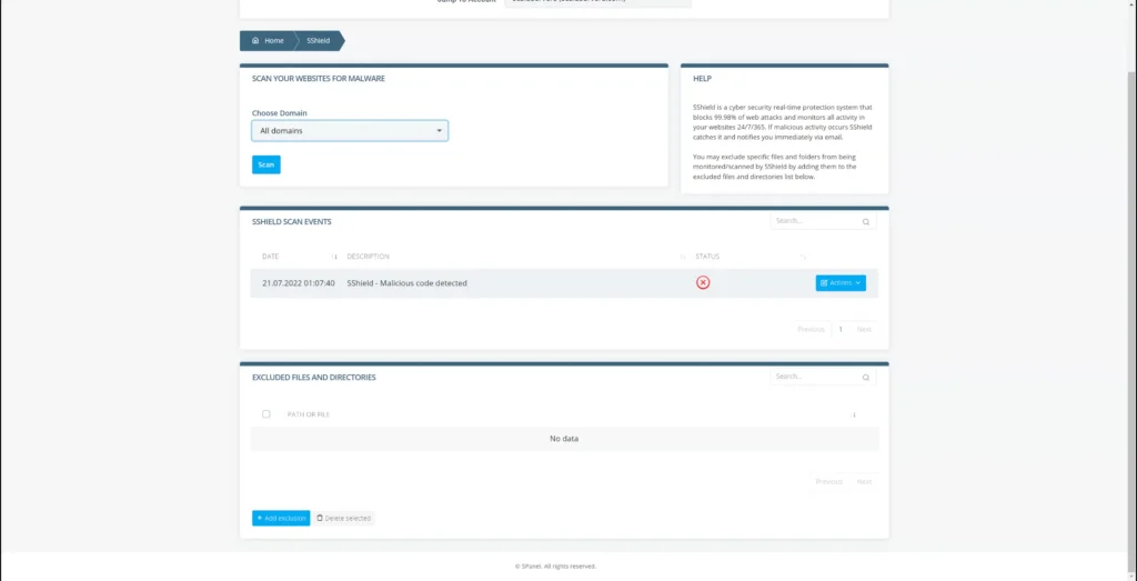 How to Keep Your Website Secure with SShield (Now in SPanel), SShield Dashboard 2