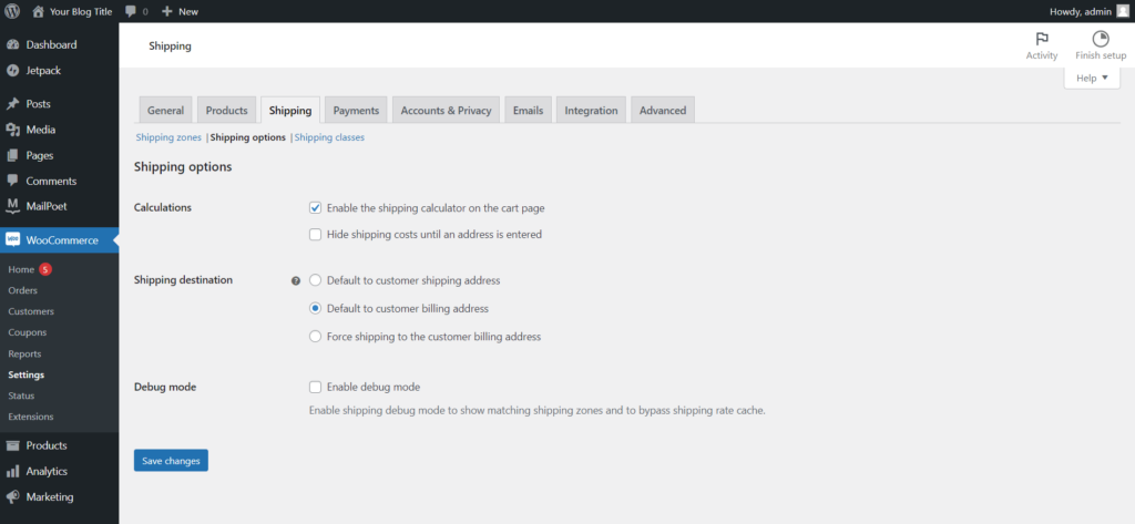 How to Set Up WooCommerce on WordPress?, Setting Shipping Options 7