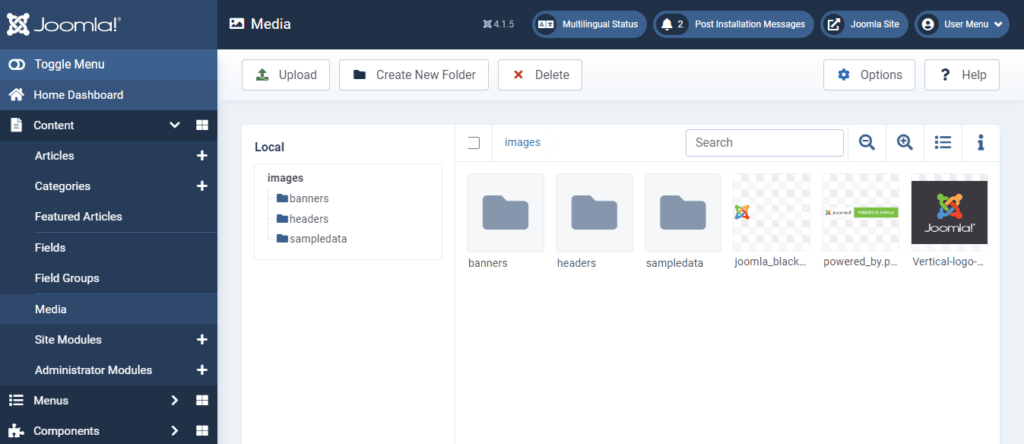 Introduction to the Joomla Dashboard, Categories