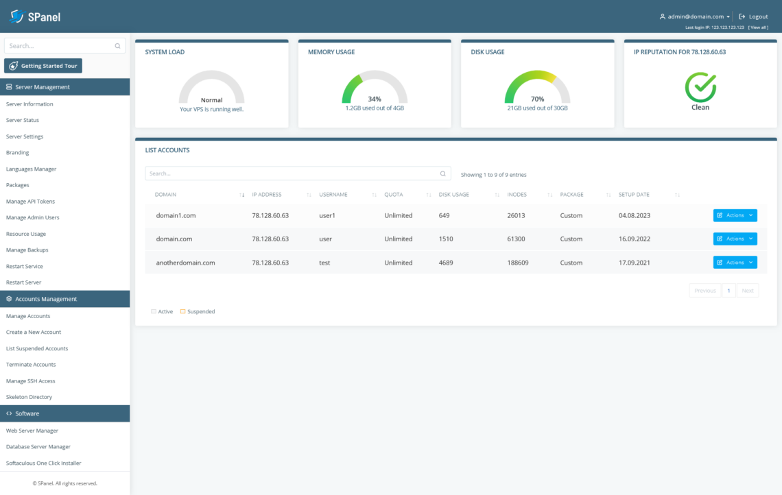 Managed VPS Hosting for App Development: Ideal Environments for Developers, Control panel