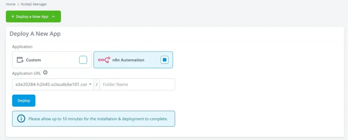 How to Install n8n - A Complete Guide How to Install n8n – A Complete Guide, Step 3: Click Deploy a New App and select n8n Automation
