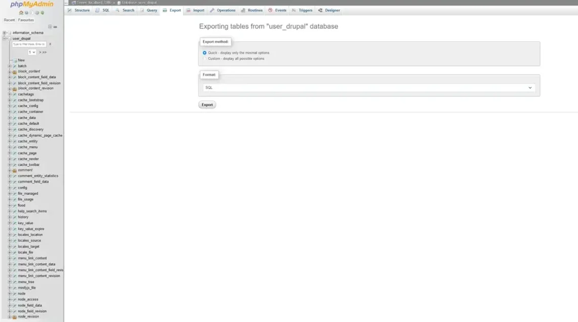 Drupal Migration to a New Hosting Provider Drupal Migration to a New Hosting Provider, Exporting The Database 2