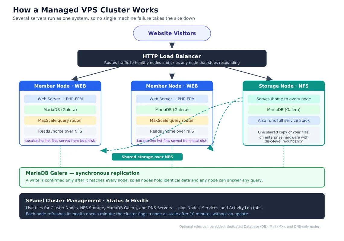 Managed Cluster Hosting: High Availability Without the Enterprise Price Tag Managed Cluster Hosting: High Availability Without the Enterprise Price Tag, How a Managed VPS Cluster Works
