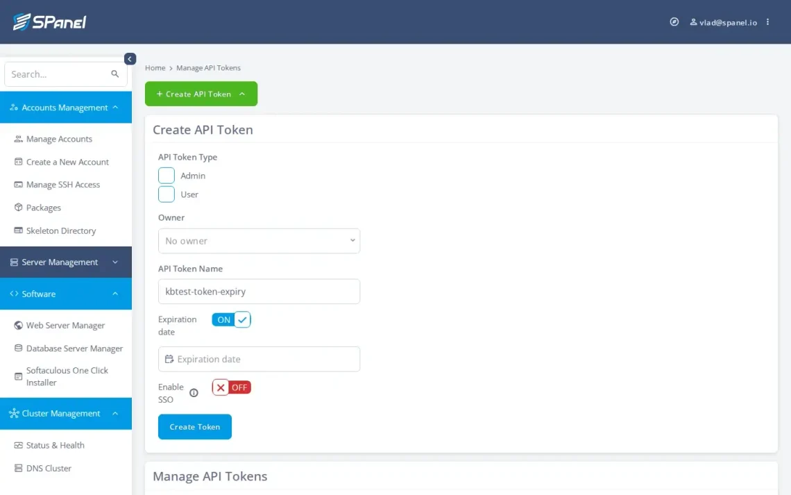 Five SPanel Settings to Lock Down Team Access Today Five SPanel Settings to Lock Down Team Access Today, 4. Put an Expiration Date on Your API Tokens