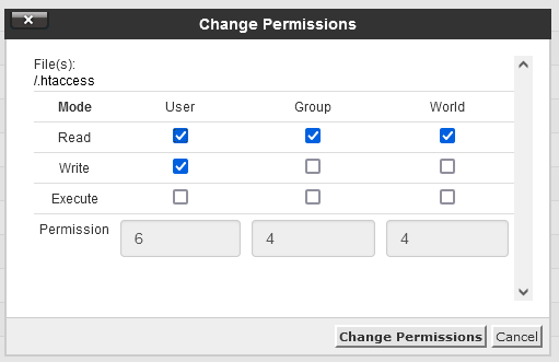 How to change file/folder permissions with cPanel?