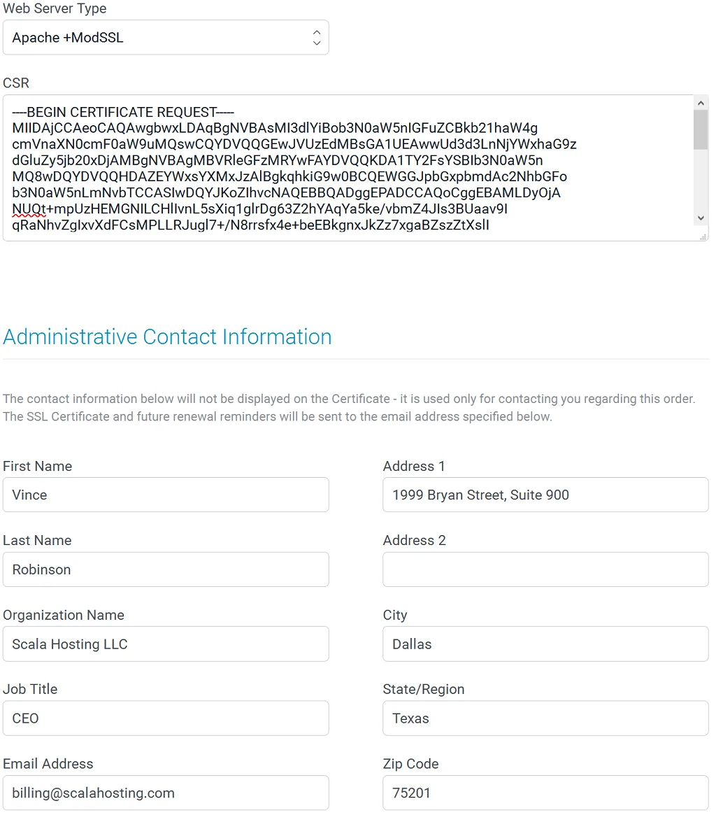 Which SSL certificate to choose and how to configure it?, Configure the SSL certificate from the client area