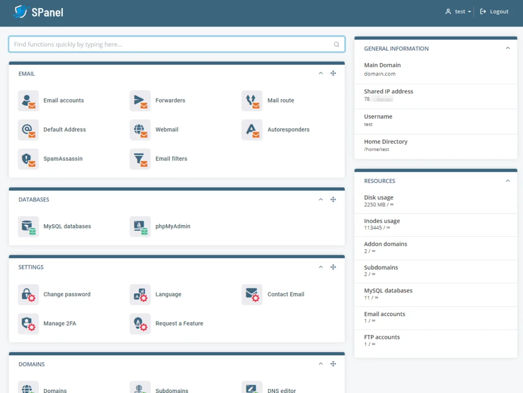 Getting Started with Managed VPS Hosting, The SPanel User Interface 