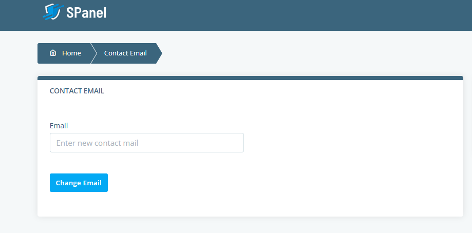 How to Set a Contact Email in SPanel?, Setting a contact email through SPanel 3