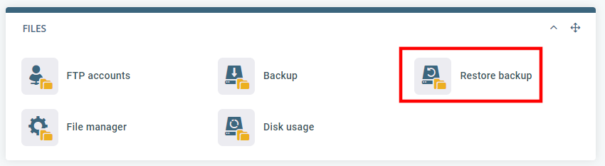 How to Restore a Database, Restoring databases in SPanel 2