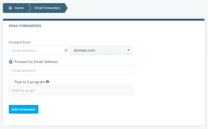 How to Create an Email Forwarder, Creating and managing email forwarders in SPanel 3