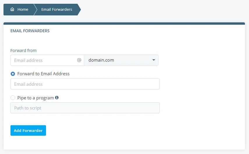 How to Create an Email Forwarder, Creating and managing email forwarders in SPanel 3