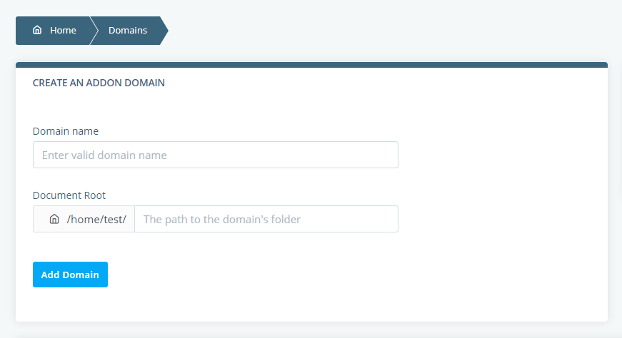 How to Add an Addon Domain, Adding an addon domain through SPanel 2