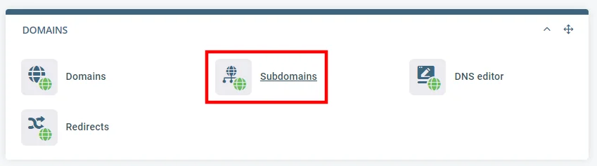 How to Create a Subdomain, Creating subdomains in SPanel