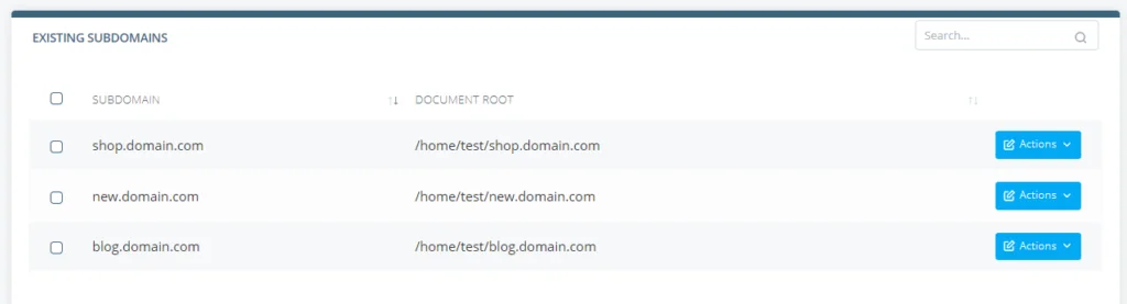 How to Create a Subdomain, Creating subdomains in SPanel 4