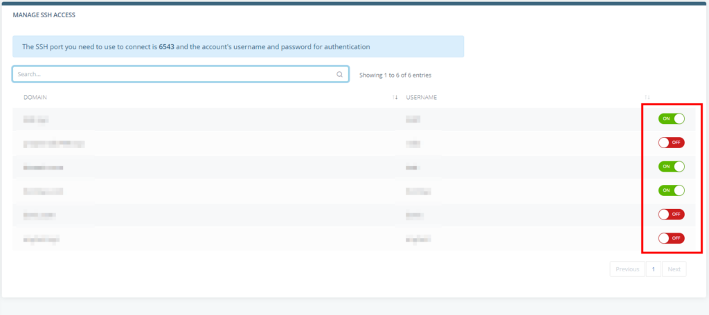 How to Enable SSH Access, Enabling SSH access in your SPanel VPS 3