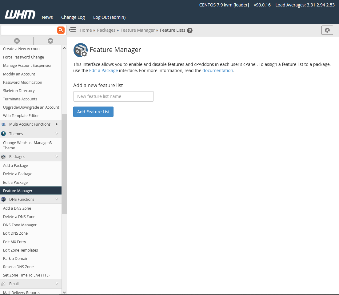 Getting Started With Reseller Hosting, Creating Hosting Packages with WHM 2