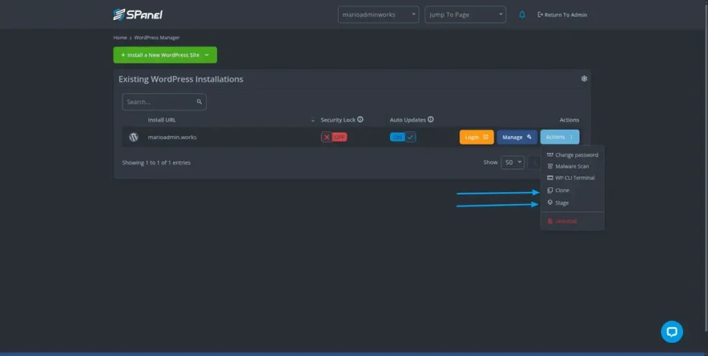 How to Create a Staging Site, Creating a Staging Site via the WordPress Manager 2