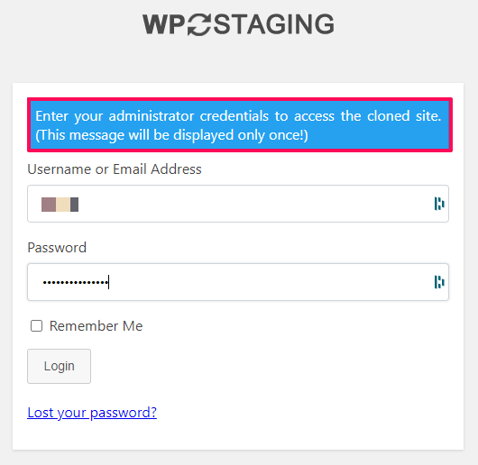 How to Create a Staging Site, 10. The following page will deny you access. Login with your Username and Password to gain access.