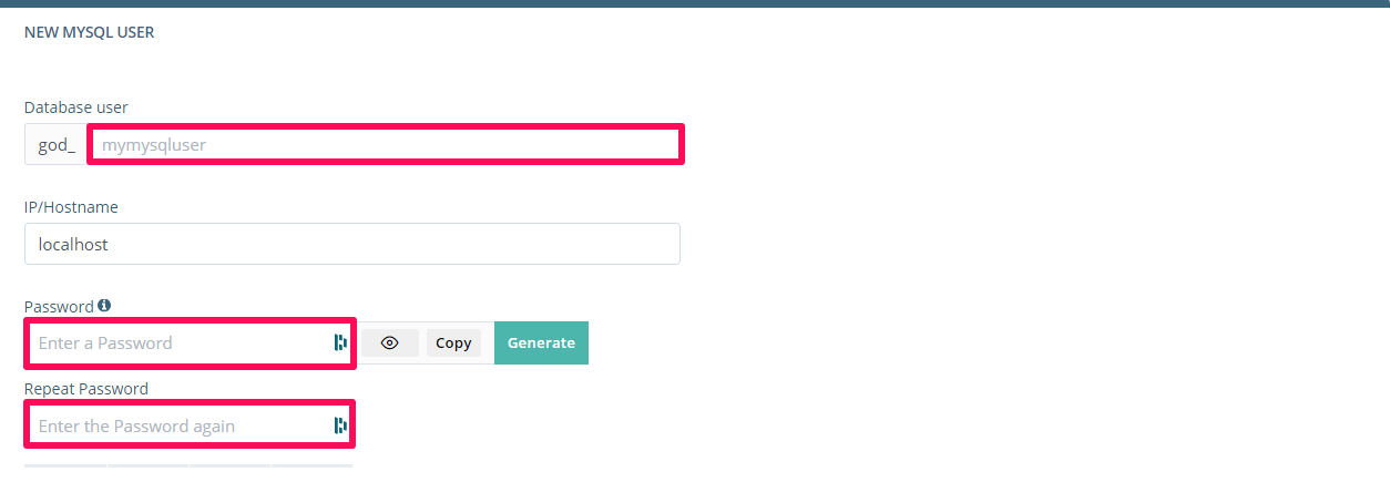 How to Create or Delete a MySQL Database or User, How To Create A MySQL Database User 3