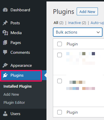 How to Create a Staging Site, 1. Go to Plugins on your WordPress Dashboard.