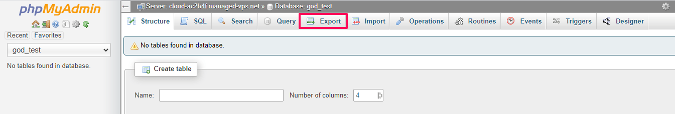 How to export MySQL Database?, Scroll to the Databases section and select the phpMyAdmin tab 3