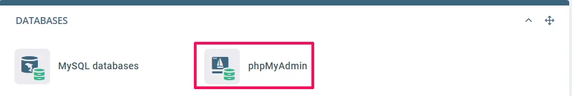 How to export MySQL Database?, Scroll to the Databases section and select the phpMyAdmin tab
