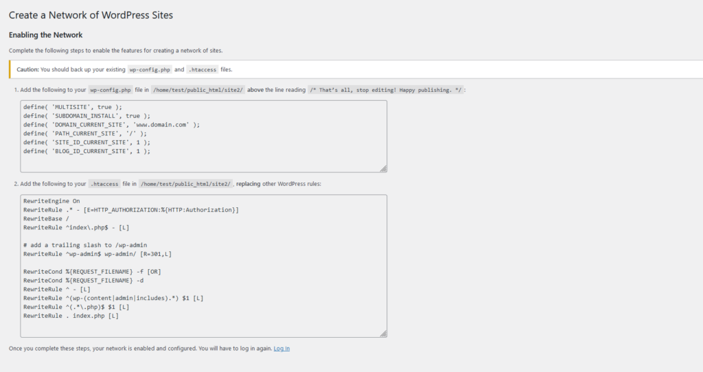 How Can I Install WordPress Multisite on my Website?, Setting Up Multisite Network 2