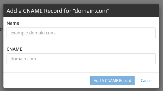 Add a CNAME record, cPanel 3